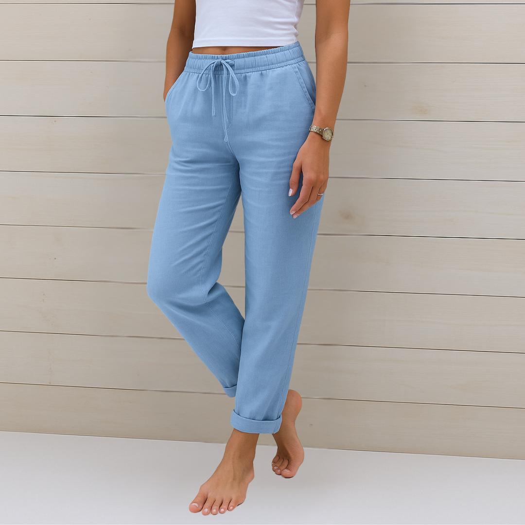 Maja - Pantalons Stretch en Lin Respirant Premium