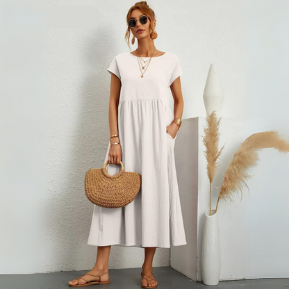 Isla - Robe Midi Décontractée en Coton