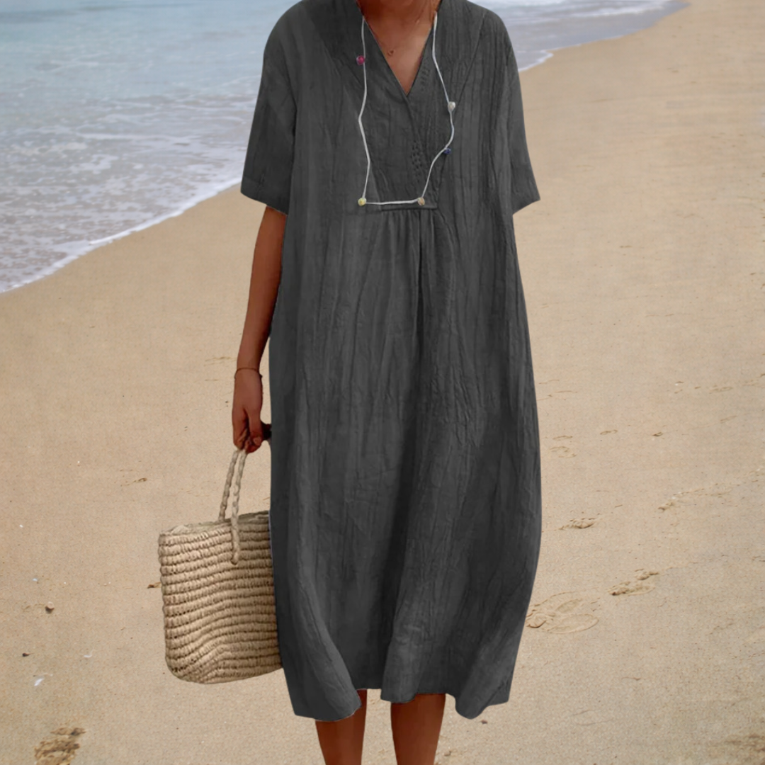 Élodie | Robe Longue Fluide à Col V