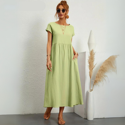 Isla - Robe Midi Décontractée en Coton