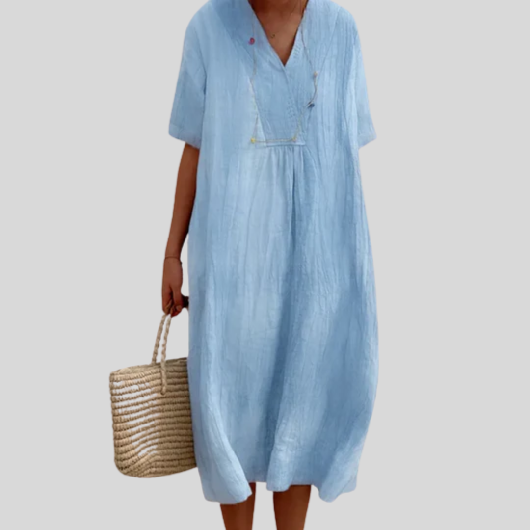 Élodie | Robe Longue Fluide à Col V
