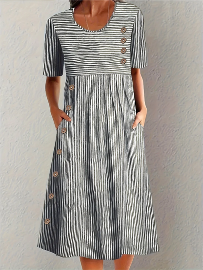 Marina - Robe Midi Rayée Élégante