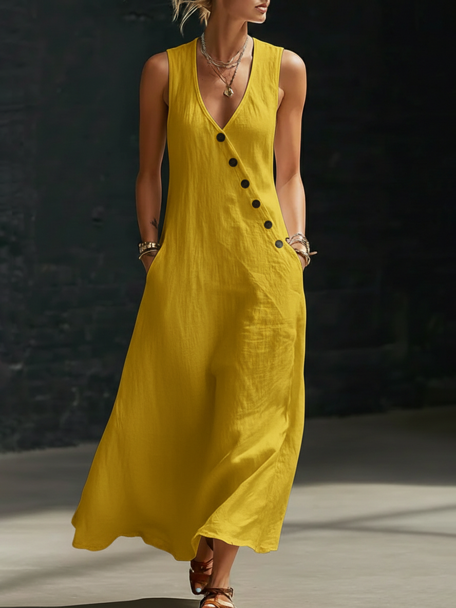 Sophie | Robe Maxi Boutonnée Minimaliste