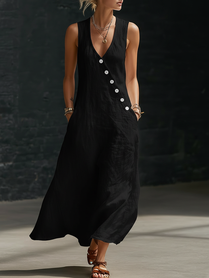 Sophie | Robe Maxi Boutonnée Minimaliste
