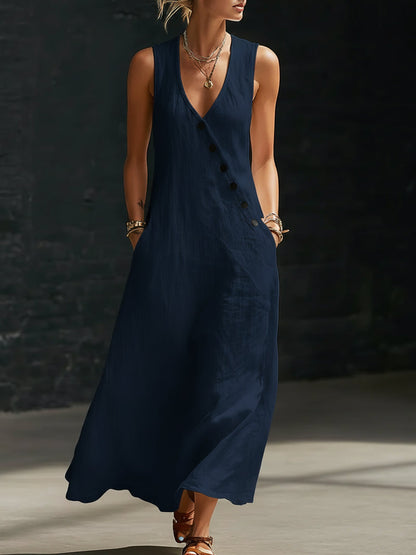 Sophie | Robe Maxi Boutonnée Minimaliste